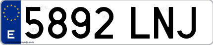 Ejemplo de matrícula de coche ordinaria 5892 LNJ