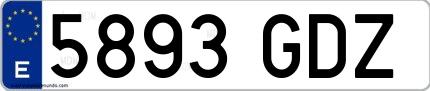 Ejemplo de matrícula española 5893 GDZ