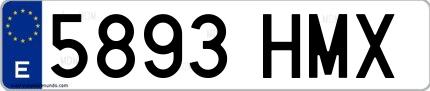 Ejemplo de matrícula española 5893 HMX
