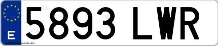 Ejemplo de matrícula española 5893 LWR