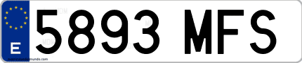Ejemplo de matrícula de coche ordinaria 5893 MFS