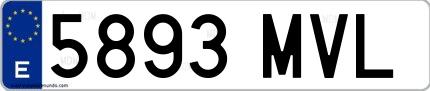 Ejemplo de matrícula española 5893 MVL