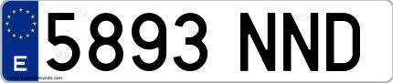 Ejemplo de matrícula española 5893 NND