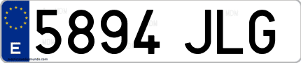 Ejemplo de matrícula de coche ordinaria 5894 JLG
