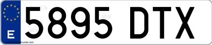 Ejemplo de matrícula española 5895 DTX