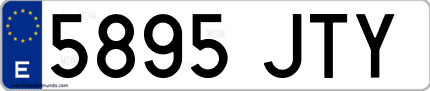 Ejemplo de matrícula de coche ordinaria 5895 JTY