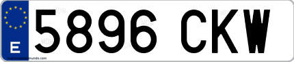 Ejemplo de matrícula de coche ordinaria 5896 CKW