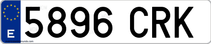 Ejemplo de matrícula de coche ordinaria 5896 CRK