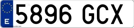 Ejemplo de matrícula española 5896 GCX