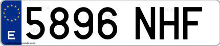 Ejemplo de matrícula española 5896 NHF