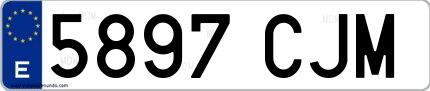 Ejemplo de matrícula española 5897 CJM