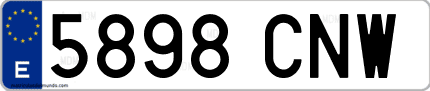 Ejemplo de matrícula de coche ordinaria 5898 CNW