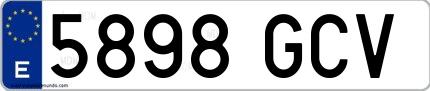 Ejemplo de matrícula española 5898 GCV