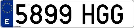 Ejemplo de matrícula española 5899 HGG