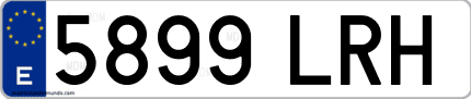 Ejemplo de matrícula de coche ordinaria 5899 LRH