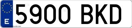 Ejemplo de matrícula española 5900 BKD