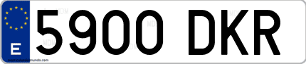 Ejemplo de matrícula de coche ordinaria 5900 DKR