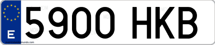 Ejemplo de matrícula de coche ordinaria 5900 HKB