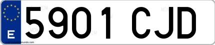 Ejemplo de matrícula española 5901 CJD
