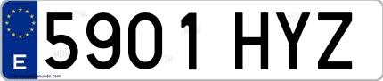 Ejemplo de matrícula española 5901 HYZ