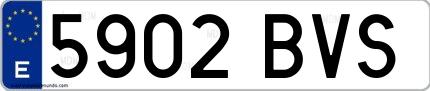 Ejemplo de matrícula española 5902 BVS