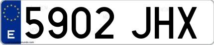 Ejemplo de matrícula española 5902 JHX
