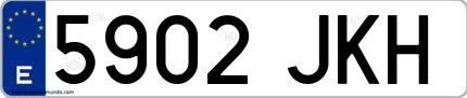 Ejemplo de matrícula española 5902 JKH