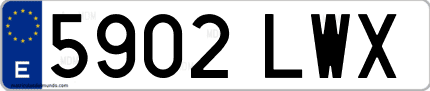 Ejemplo de matrícula de coche ordinaria 5902 LWX