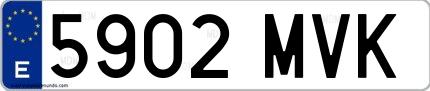 Ejemplo de matrícula española 5902 MVK
