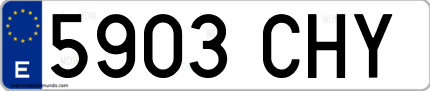 Ejemplo de matrícula de coche ordinaria 5903 CHY