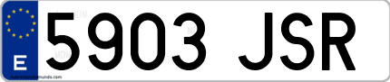 Ejemplo de matrícula de coche ordinaria 5903 JSR