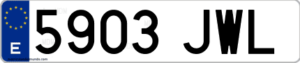 Ejemplo de matrícula de coche ordinaria 5903 JWL