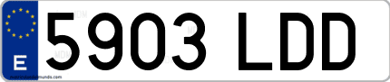 Ejemplo de matrícula de coche ordinaria 5903 LDD