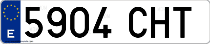 Ejemplo de matrícula de coche ordinaria 5904 CHT