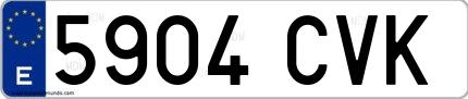 Ejemplo de matrícula española 5904 CVK