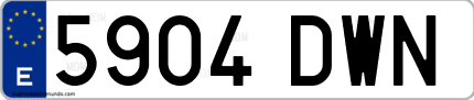 Ejemplo de matrícula de coche ordinaria 5904 DWN