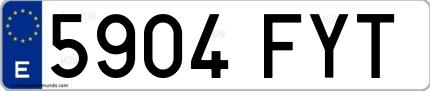 Ejemplo de matrícula española 5904 FYT
