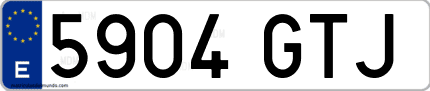 Ejemplo de matrícula de coche ordinaria 5904 GTJ