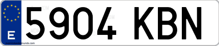 Ejemplo de matrícula de coche ordinaria 5904 KBN