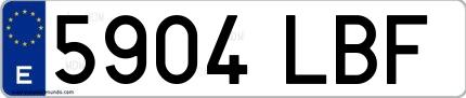 Ejemplo de matrícula española 5904 LBF