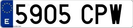 Ejemplo de matrícula española 5905 CPW