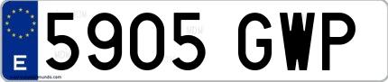 Ejemplo de matrícula española 5905 GWP