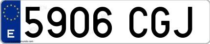 Ejemplo de matrícula española 5906 CGJ