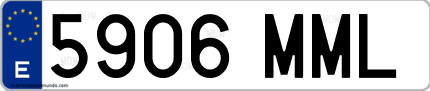 Ejemplo de matrícula de coche ordinaria 5906 MML