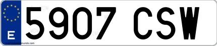 Ejemplo de matrícula española 5907 CSW