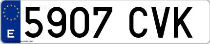 Ejemplo de matrícula española 5907 CVK