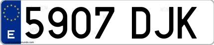 Ejemplo de matrícula española 5907 DJK