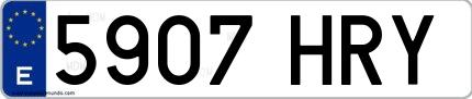 Ejemplo de matrícula española 5907 HRY