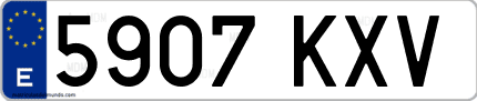 Ejemplo de matrícula de coche ordinaria 5907 KXV
