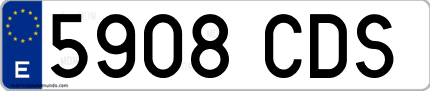 Ejemplo de matrícula de coche ordinaria 5908 CDS